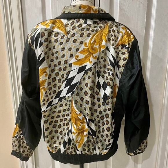 Y2K 90’s EAST WEST BOMBER JACKET LEOPARD SHOULDER PADS Sz M GROOVING STREETWEAR - Picture 16 of 16